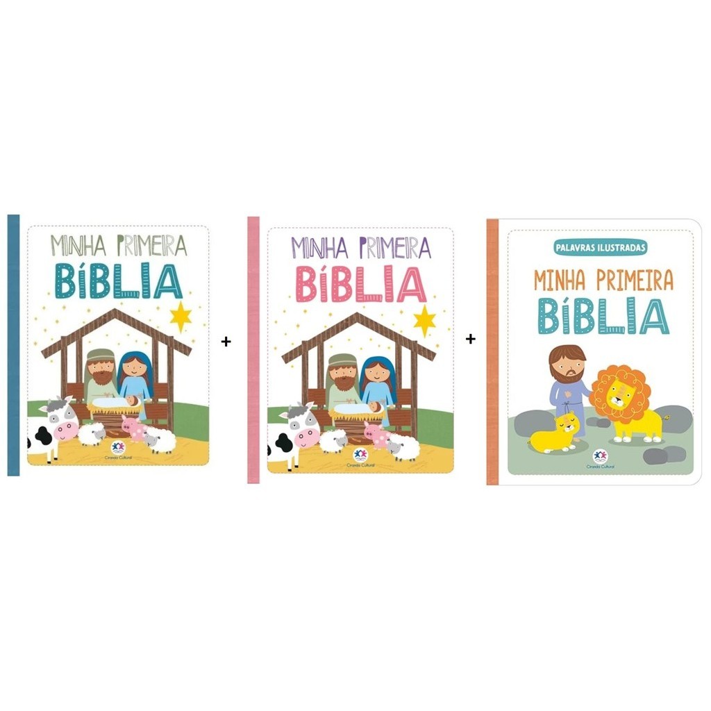 Kit 3 Bíblia Infantis | Minha Primeira Bíblia Meninos + Minha Primeira Bíblia Meninas + Minha Primeira Bíblia Palavras Ilustradas