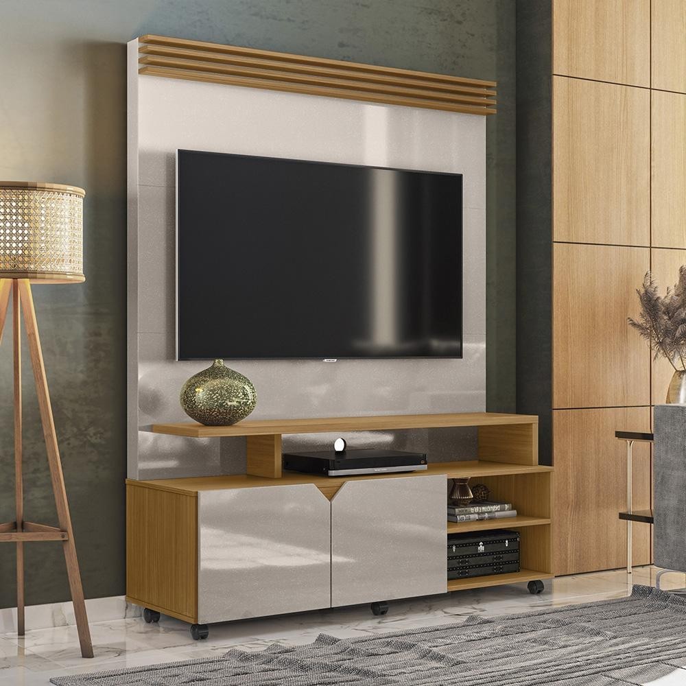 Rack Apartamento Pequeno Berlim Lukaliam Móveis C/ Painel Para Tv Até 60 Polegadas C/ Rodizios