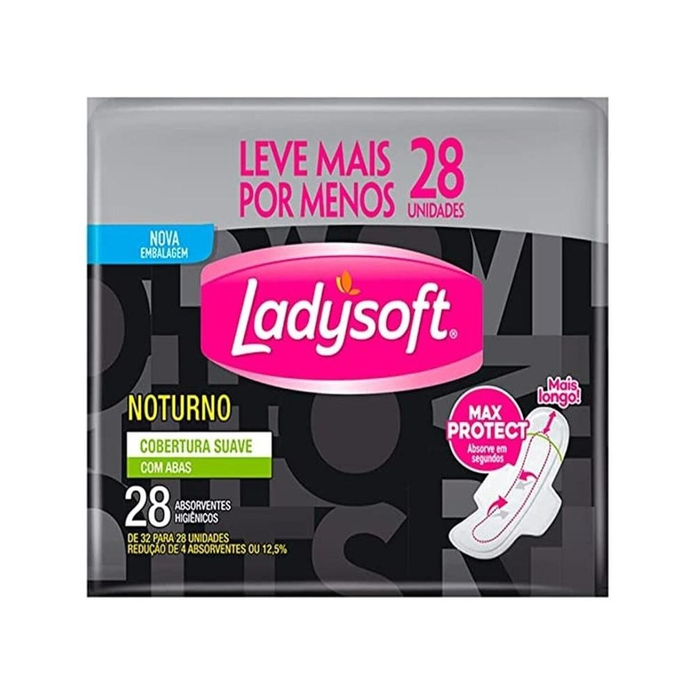Absorvente Ladysoft Suave Noturno com Abas 28 Unidades Leve mais Por menos em Oferta na Shopee