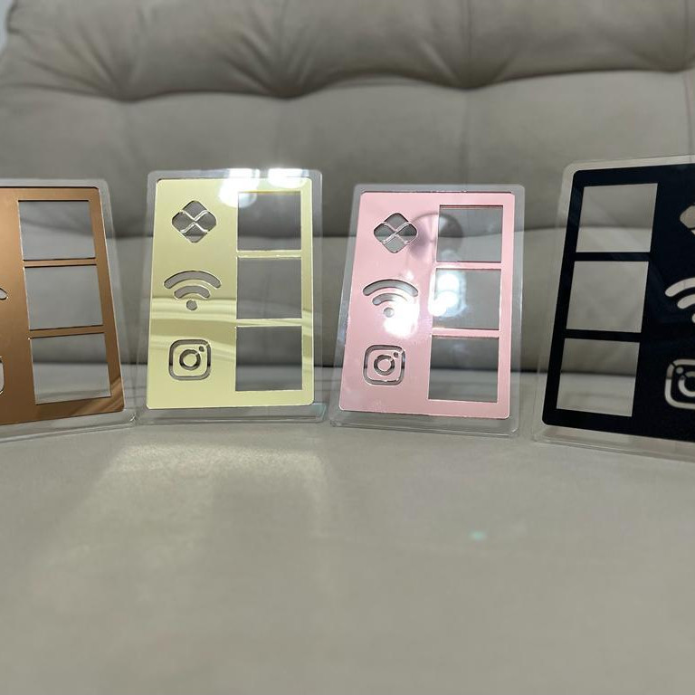 Placa De Acrílico Pix Wifi Instagram Display Plaquinha Mesa Balcão Consultório Loja