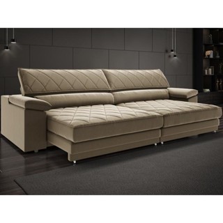 Sofá de Duplo Molejo com Carregador USB, Retrátil e Reclinável Valencia 2,90m Veludocristal Castor- NETSOFAS em Oferta na Shopee