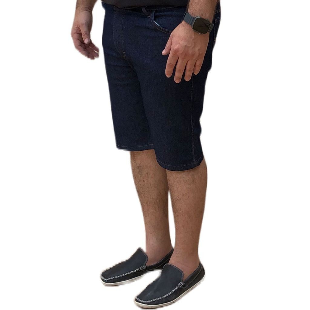 Bermuda Jeans Masculina Short Jeans Masculino Plus Size Azul Escuro Preto