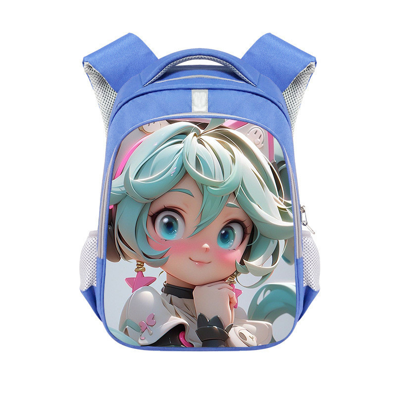 Mochila escolar infantil Hatsune Miku com tiras reflexivas de 13 polegadas, mochila fofa de desenho animado para meninos
