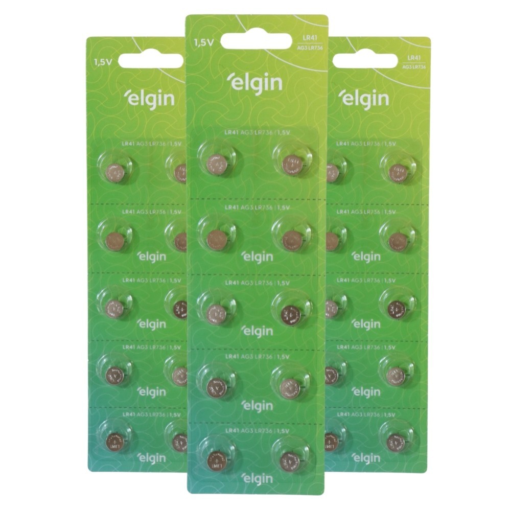 30 Baterias Pilhas Alcalina Lr41 1,5v Blister Cartela Elgin em Oferta na Shopee