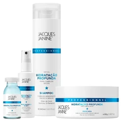 Kit Jacques Janine Hidratação Profunda Shampoo 240ml Máscara 80g Spray 60ml Ampola 15ml