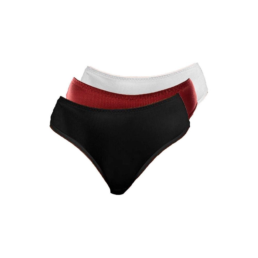 Kit com 3 Calcinhas Alta Abrupt Demillus 56096 Colorido em Oferta na Shopee