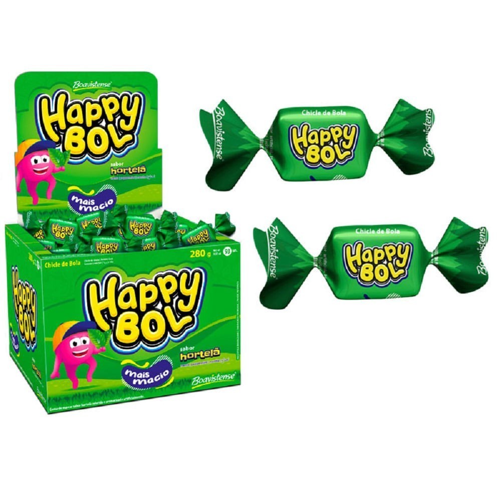 Chiclete Goma de mascar Happy Bol HORTEÃ 140g - Florestal