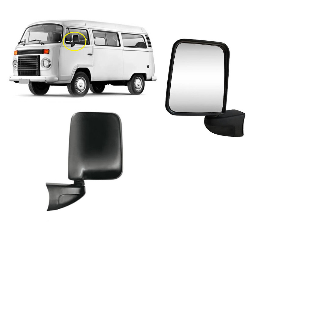 Retrovisor Kombi Clipper Externo 1998 A 2014 Lado Esquerdo fixacao Lente Plano