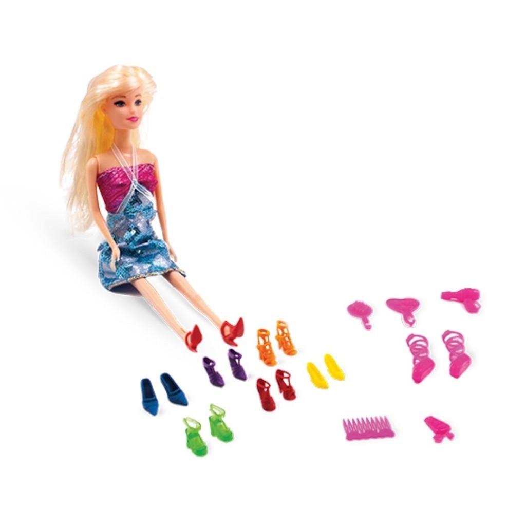 Boneca Princesa Barbie Reino Com Sapatos E Acessórios - Brincadeira Criativa e Divertida Para Crianças - Pica Pau
