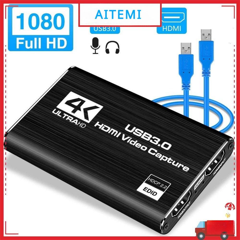 Placa de Captura de Áudio e Vídeo HDMI USB3.0 4K 1080P 60fps Conversor de Vídeo Portátil Confiável para Transmissão de