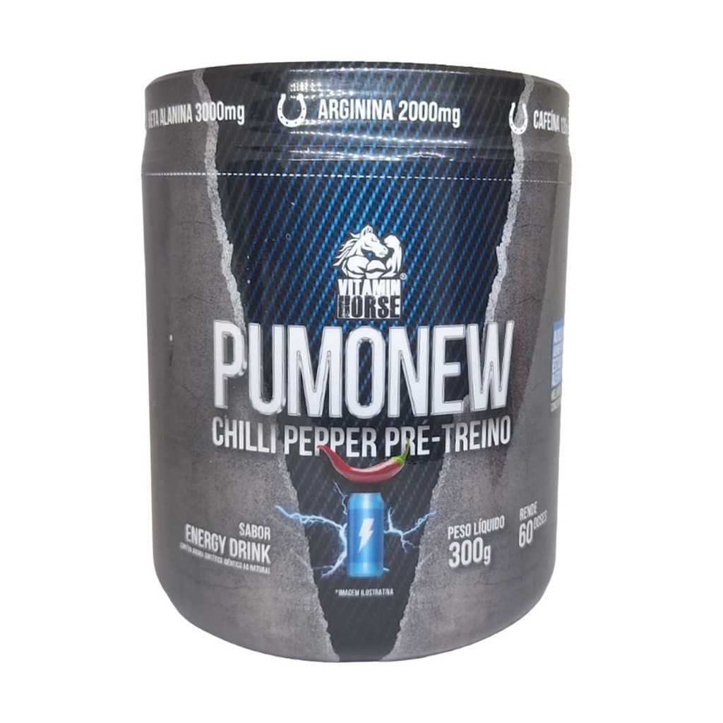 Pré-Treino Pumonew Chilli Pepper Sabor Energy Drink 300g Vitamin Horse