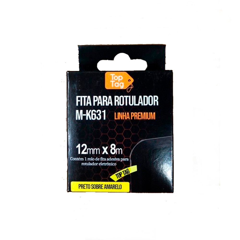 Fita Compativel P/ Rotulador Brother 12mm Preto e Amarelo M631