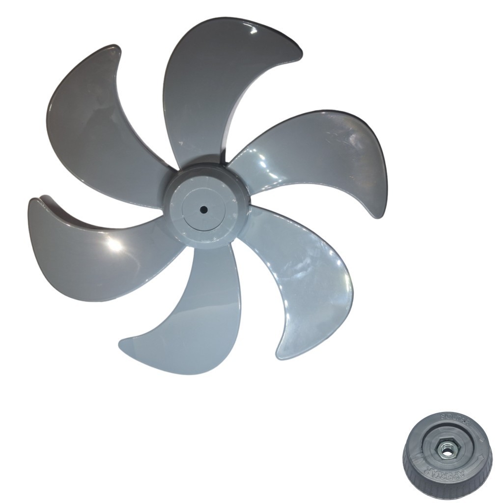 Kit Calota Trava Botão e Hélice Compatível p/ Ventilador Mondial Nv-45 Nv-75 Vt40 Vt41 Vt43 Nv41 Nv61 V71 40cm Cinza