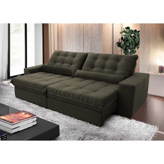 Sofá Retrátil Reclinável Zurique 2,30m Suede Velut Tabaco c/ Molas no Assento - King House em Oferta na Shopee