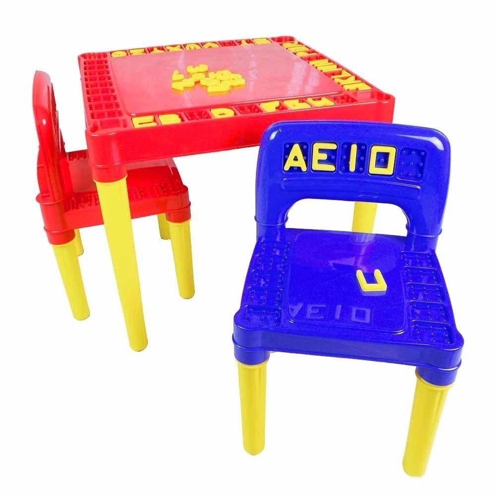 Mesinha Infantil Educativa Didática Desmontável com Cadeiras Mesa Mobilis Bebe Atividades Interativa
