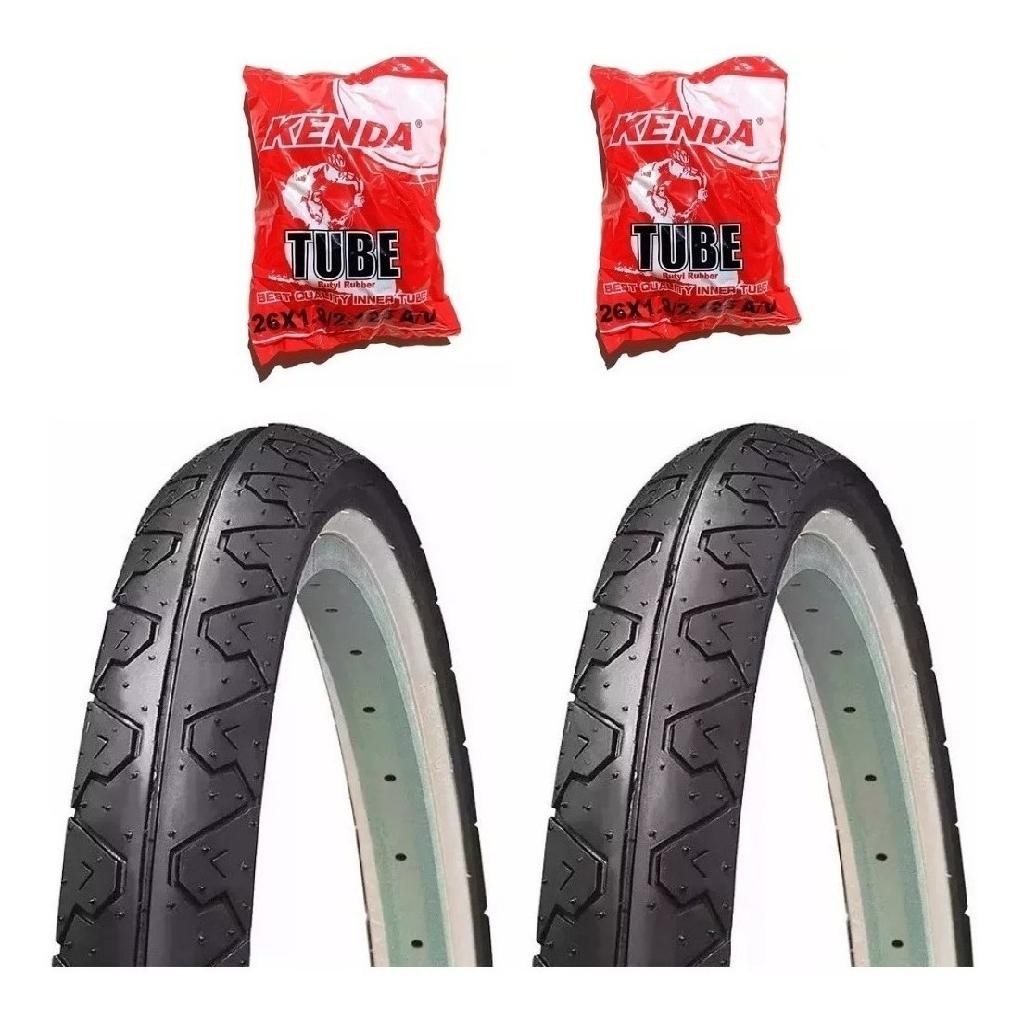 PAR PNEU KENDA SLICK 26x1.95 FAIXA BRANCA + 2 CÂMARAS KENDA – KIT COMPLETO em Oferta na Shopee