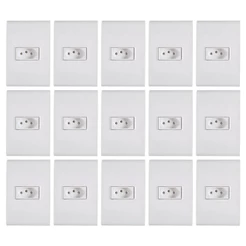 Kit com 15 Tomadas Tramontina Liz com 2 Pinos + Terra 10A/250V Branco