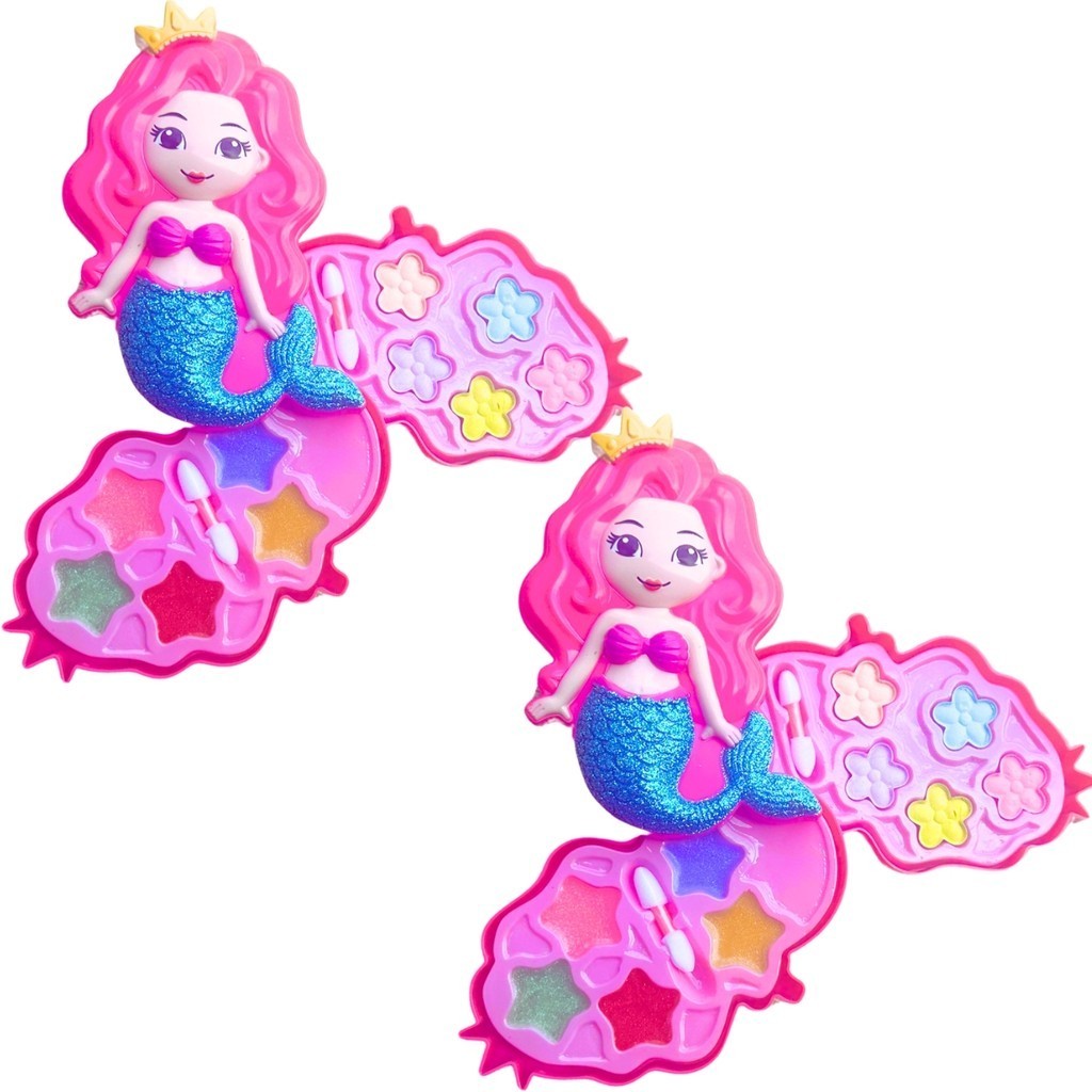 kit 2 maquiagem infantil sereia brinquedo infantil para menina com sombra