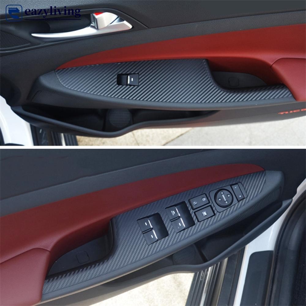 EAZYLIVING 4Pcs Autocolantes De Fibra De Carbono Para Carros Controle De Janelas Hyundai Tucson 2015-2018 Acessórios M2Y4