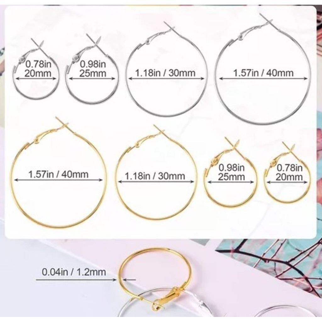 Cartelao com 12 pares de Brincos de Argolas PRATA/DOURADO -TEMOS VARIOS TAMANHOS · foto 2