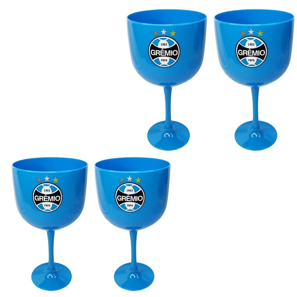 Kit 4Un Taça Copo Gin Drinks Coquetéis Bebidas 580ml Festa Time Grêmio Azul Oficial