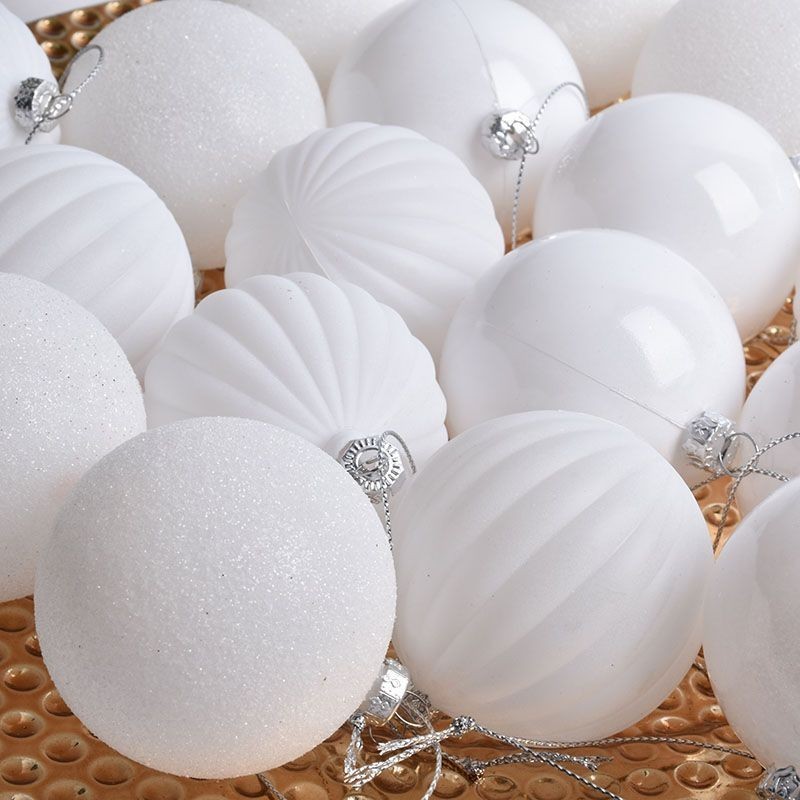 Bolas de Natal Bolas de Natal Plástico Branco Bolas de Natal Árvore de Natal Ornamentos Janela do Shopping Decoração da Cena Bolas de Natal Pingentes 6CM 8CM Bolas de Natal