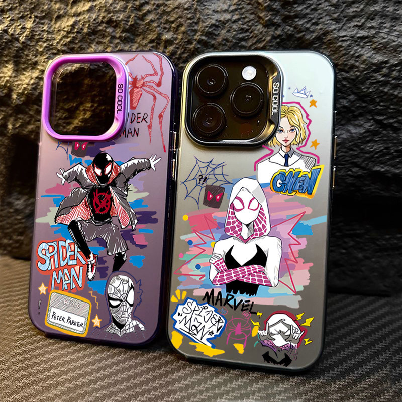 Capa De Telefone IMD Prateada Colorida Para iPhone 16 17 15 14 13 12 11 Pro Max 16e X XS 7 8 Plus SE Homem Aranha Dura em Oferta na Shopee