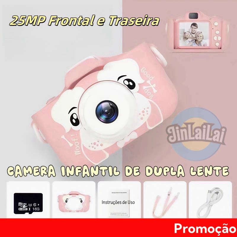 Câmera Infantil Digital Mini Maquina Fotográfica Filmadora Tira Foto Vídeo Brinquedo Criança