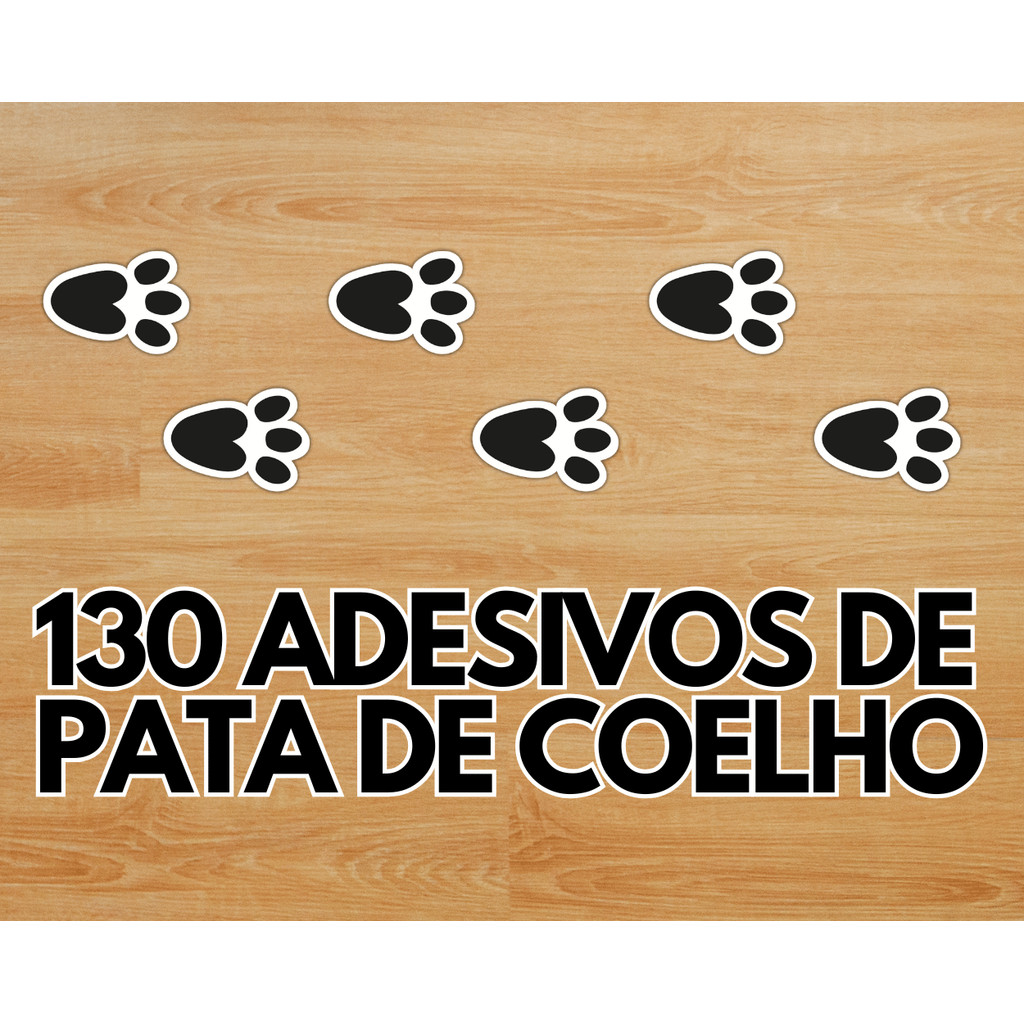 130 Adesivos Patinhas de Coelho 5cm – Decoração Páscoa, Personalizado, Lembrancinha