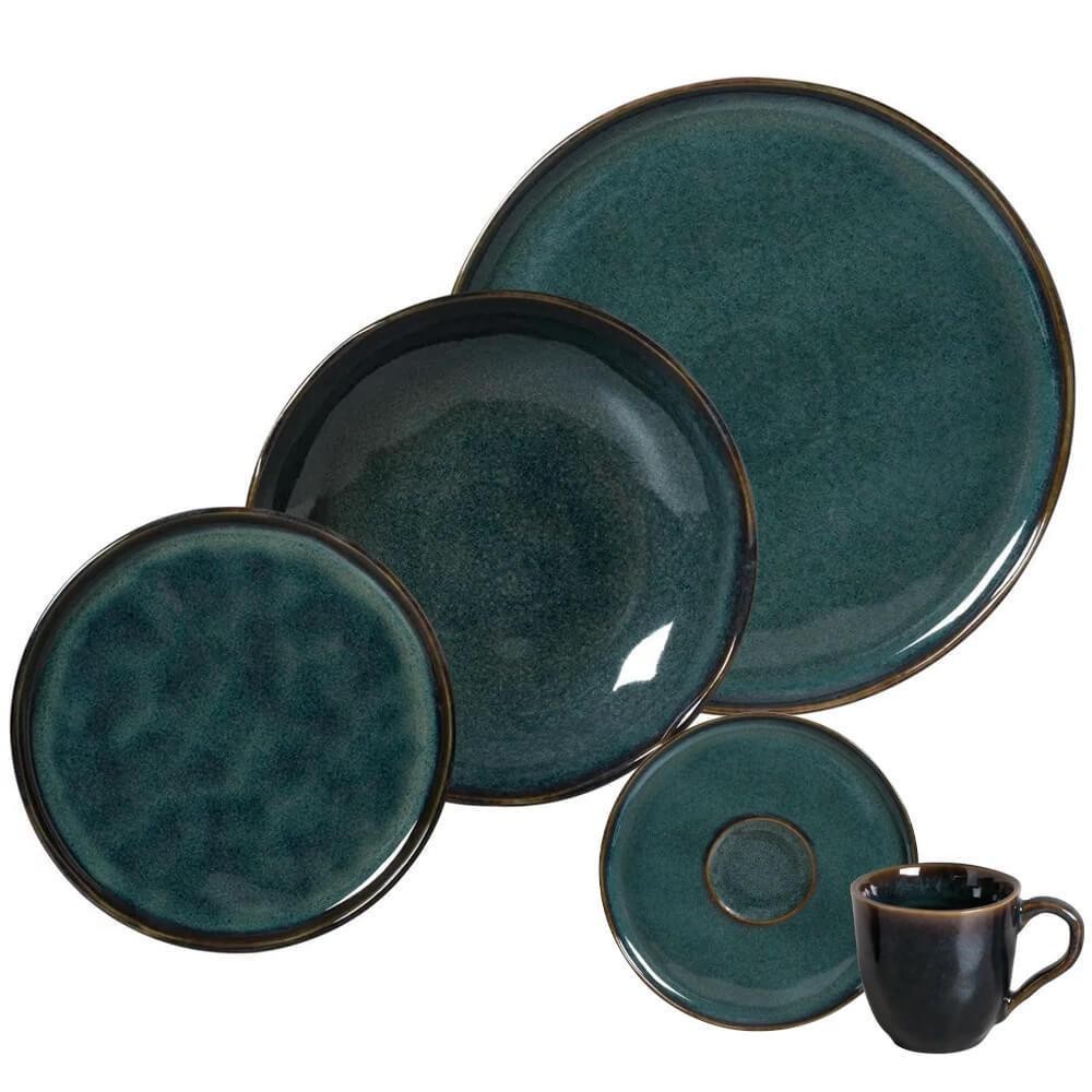 Jogo de Jantar 30 peças Cerâmica Stoneware Bio Oceano Porto Brasil
