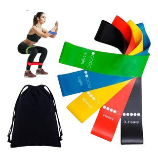 Kit 5 Faixas Elásticas Mini Band Para Exercícios Em Casa com 5 Níveis de Resistência Alta Performance