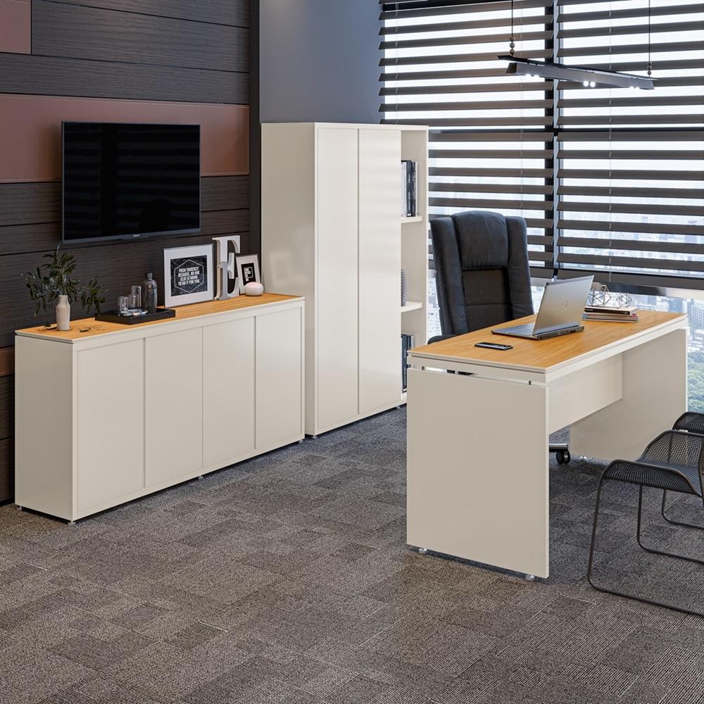 Conjunto de Escritório Office 3 Peças Mesa Balcão Armário Oslo em Oferta na Shopee