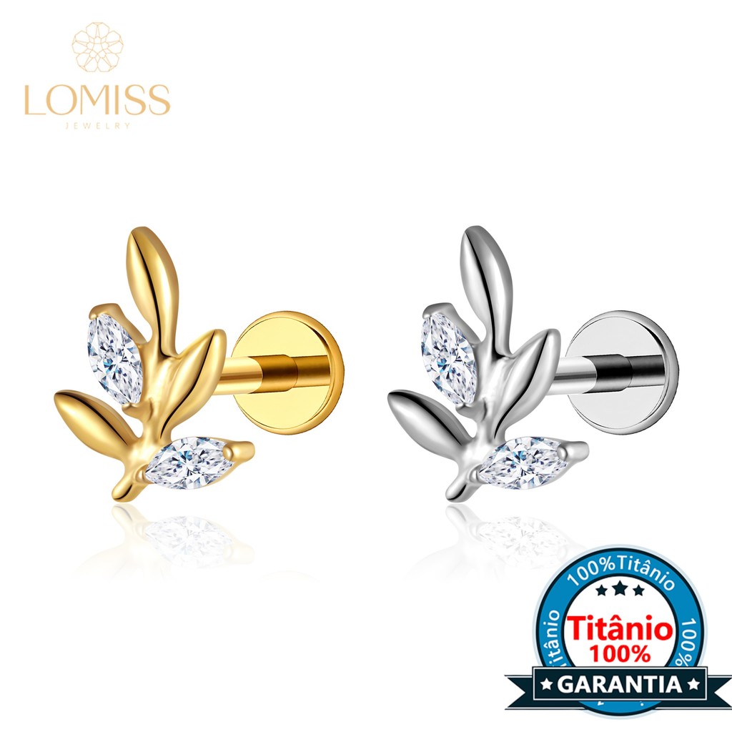 Piercing Labret Titânio Helix Tragus Conch Galho Zircônia Cravejada - Fashion Accessories