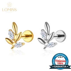 Piercing Labret Titânio Helix Tragus Conch Galho Zircônia Cravejada