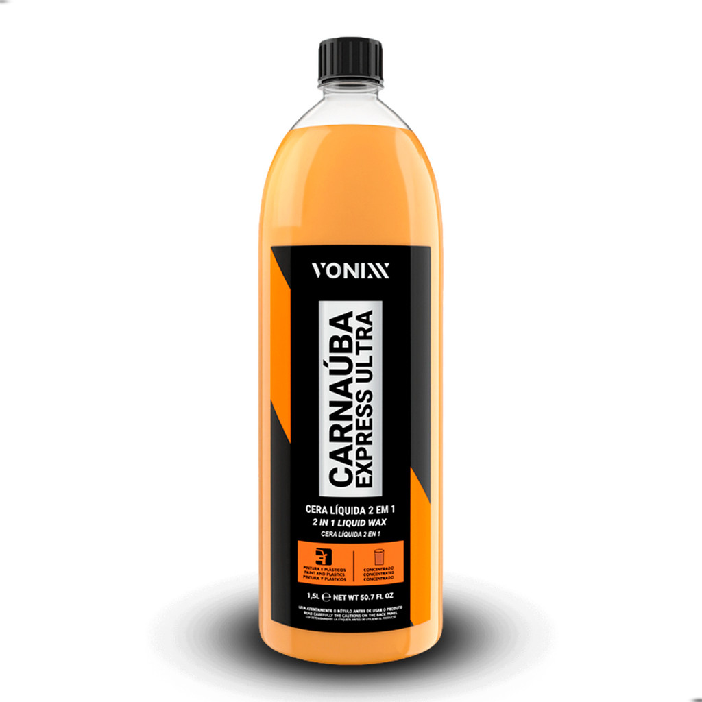 Carnaúba Express Ultra 1,5L Vonixx - Cera Versátil para Pintura, Plásticos e Vidros com Acabamento Brilhante