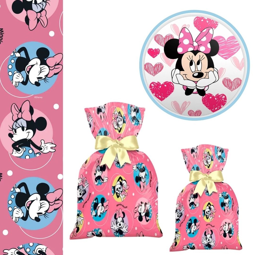 40 SACOLINHA SURPRESA MINNIE ROSA 20x29 CROMUS