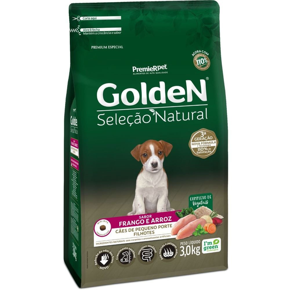 Ração Golden Seleção Natural para Cães Filhotes de Raças Pequenas 3kg