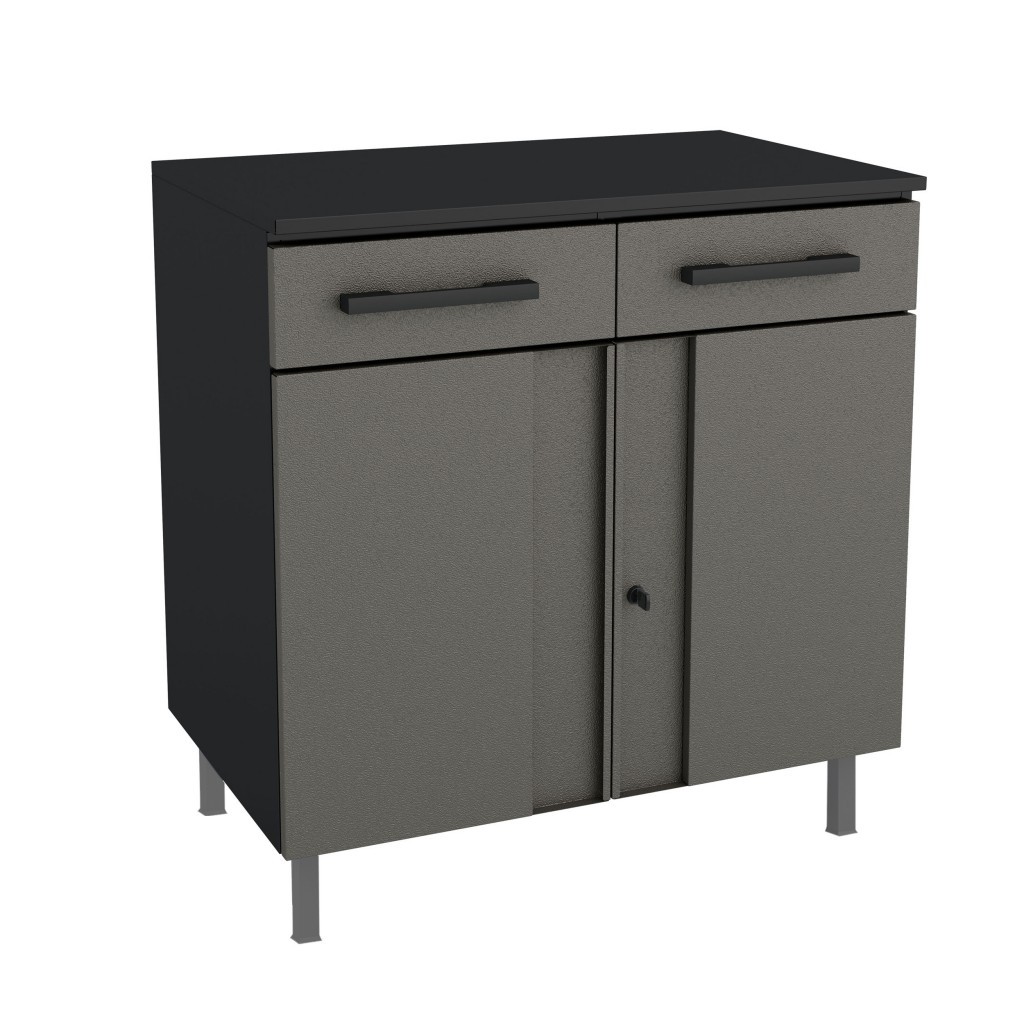Balcão Multiuso Aço Telasul Multibox Cinza/Preto - Home & Living