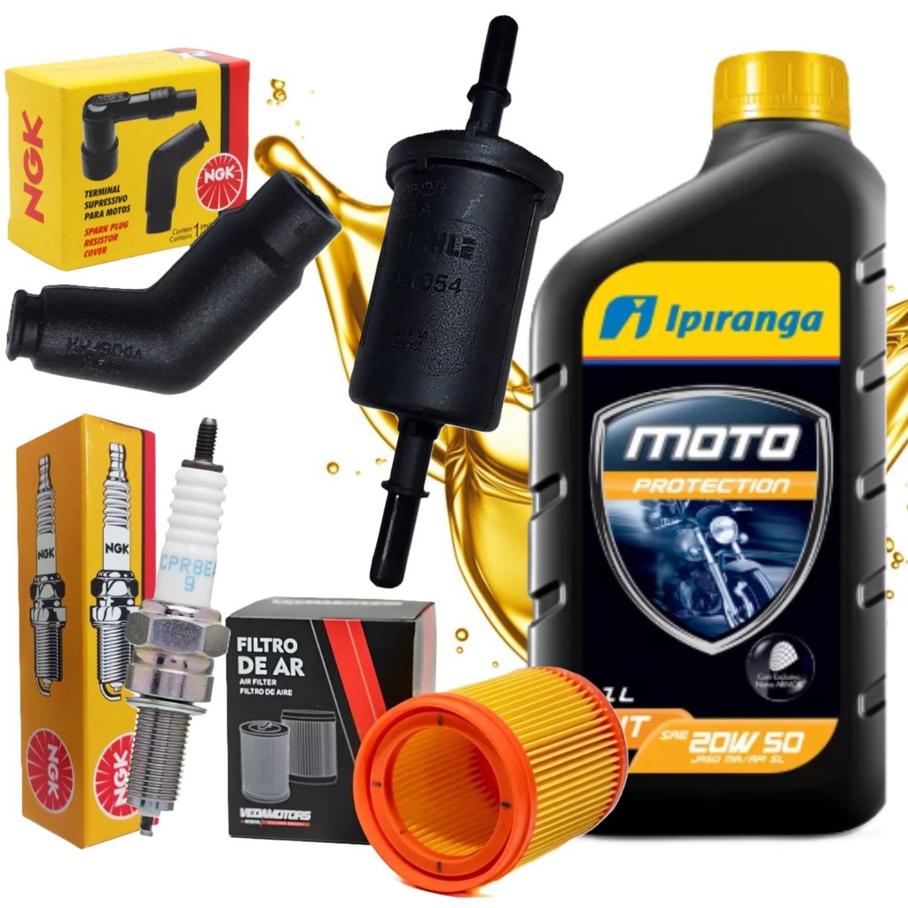 Kit Revisão Cg 150 Titan 2004 A 2008 Óleo 20w50 Filtros + Cachimbo e Vela Ngk em Oferta na Shopee