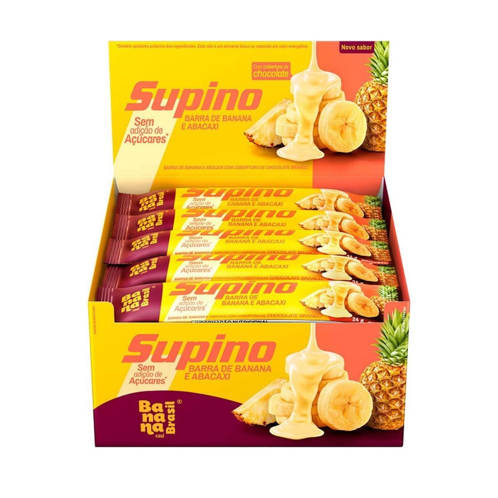 Barra Supino Zero Banana E Abacaxi Cobert Choc Branco 20Un De 24g - Food & Beverages