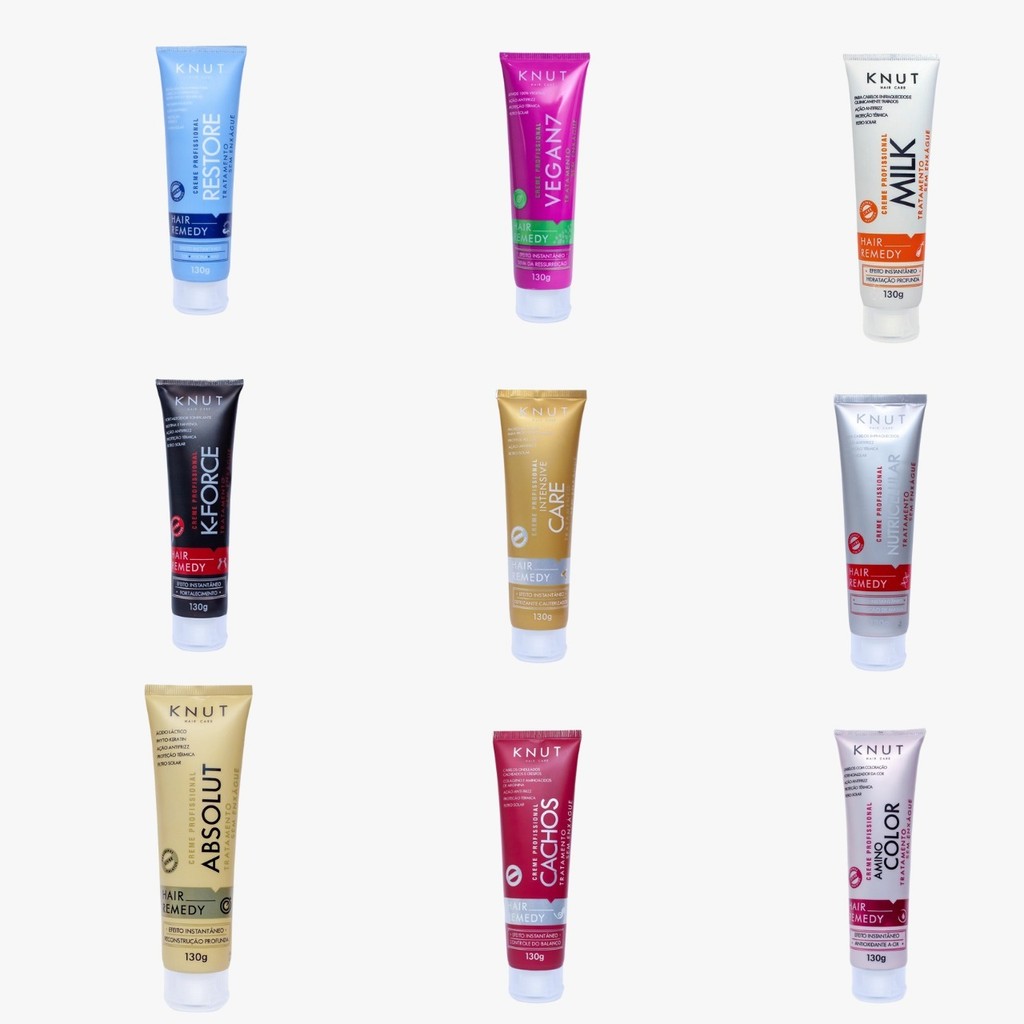 Hair Remedy Knut (Milk Absolut K-Force Amino Color Pure Care Restore Cachos Vegan7 Cristal Nutricelular) em Oferta na Shopee