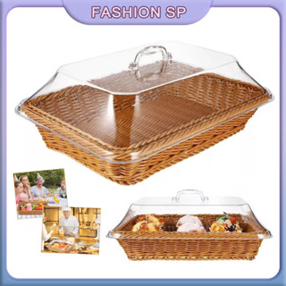 Cesta De Frutas De Pão Acrílico Rattan Com Tampa Mesa De Jantar À Prova De Insetos Pastelaria Armazenamento De Alimentos em Oferta na Shopee