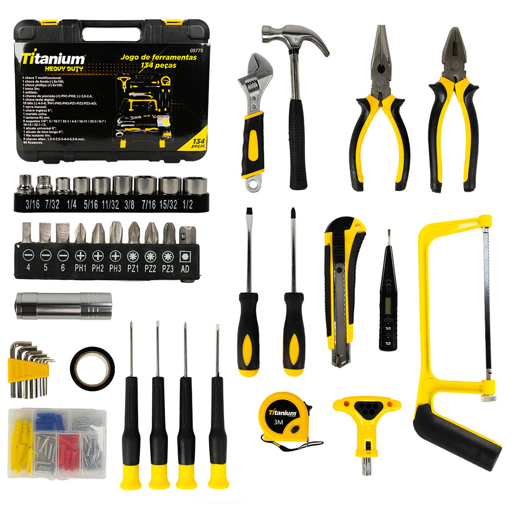 Jogo de Ferramentas com 134 Peças - Titanium Platina em Oferta na Shopee