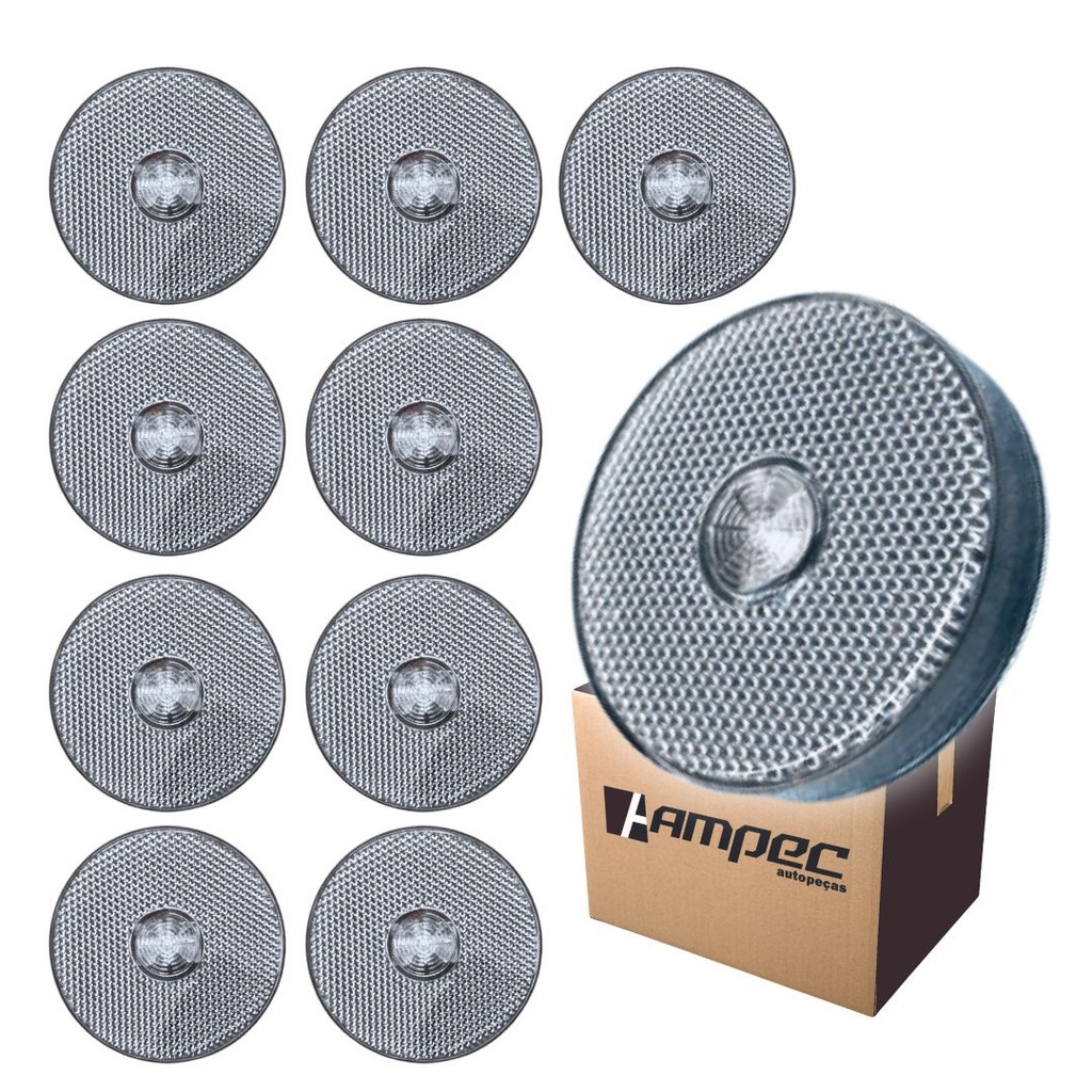 Kit 10 Lanterna Lateral LED Para Carreta Caminhão Trailer Reboque Sem Suporte Cristal G 85mm