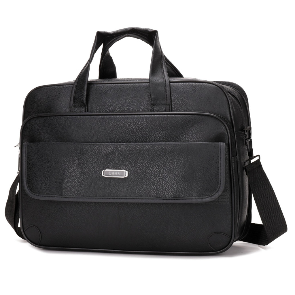 Mala Executiva Preta de Lado para Notebook Corino com Alça bolsos grandes Premium