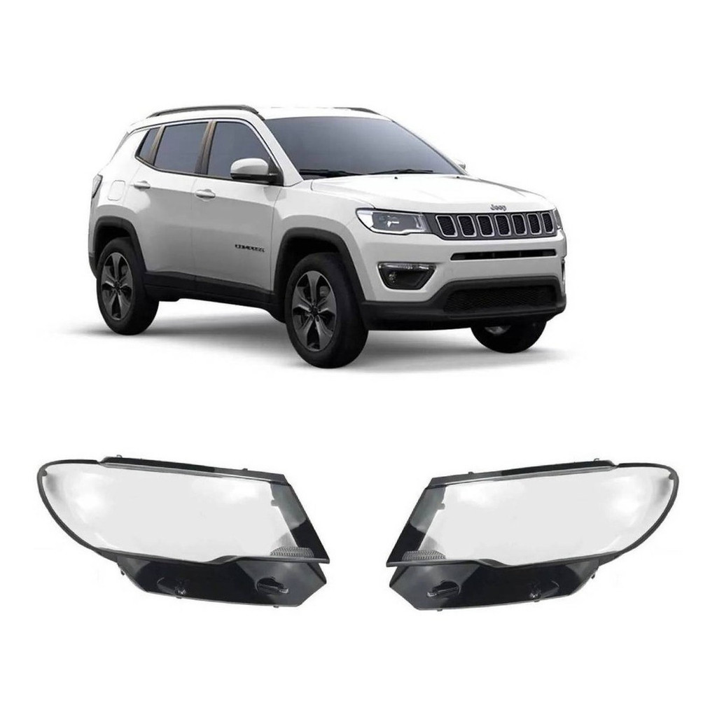 Par Lente  Acrílico Farol Jeep Compass 2017 2018 2019