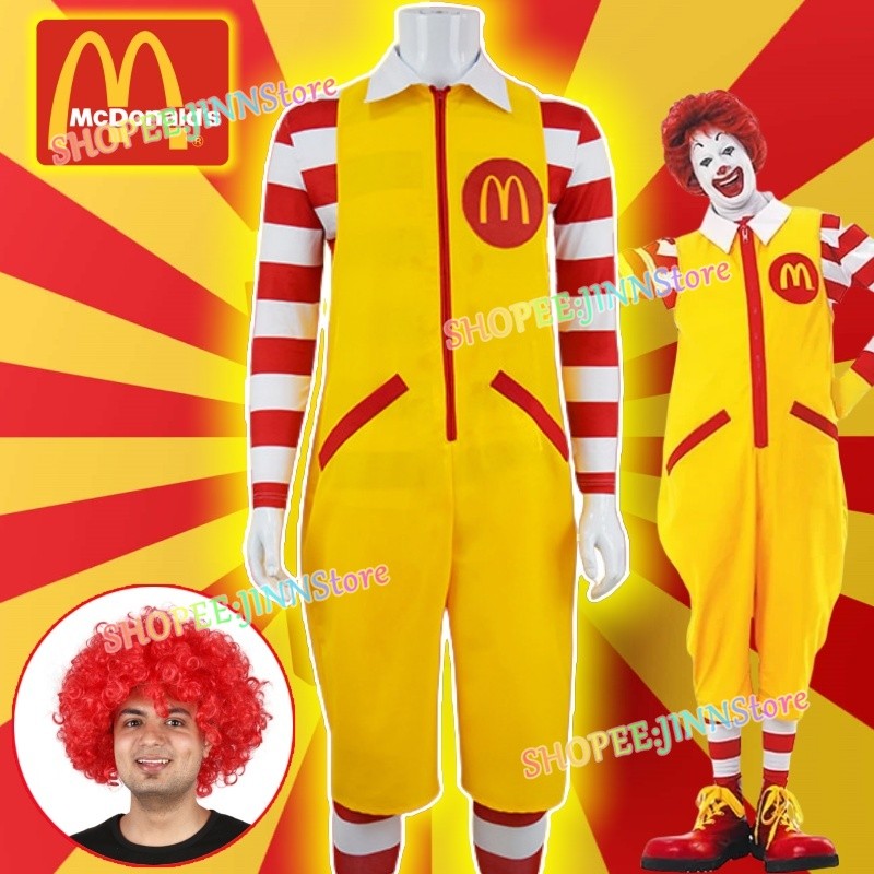 - JINN-MCDONALD Fantasia De Cosplay RONALD Roupas Engraçadas Tio Roleplay Peruca Uniformes Conjunto Completo