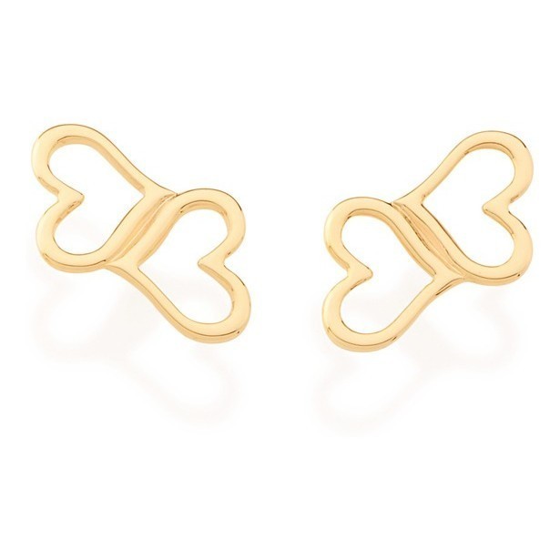 Brinco  Corações  Intercalados Vazados Rommanel 525535 em Oferta na Shopee