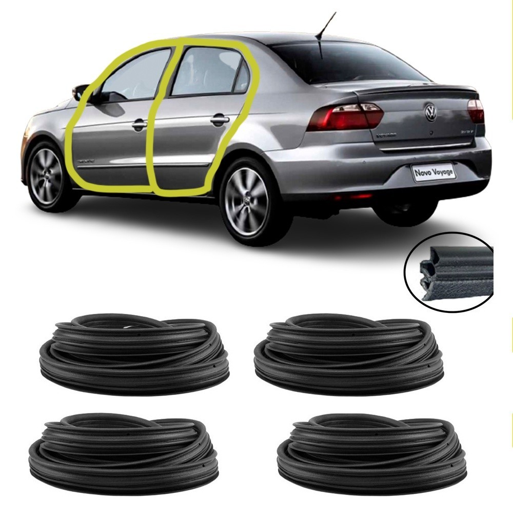 KIT Borrachas Vedação das 4 Portas Volkswagen Gol Voyage G5 G6 G7 G8 2008 09 10 11 2012 13 14 15 16 17 18 19 20 21 22