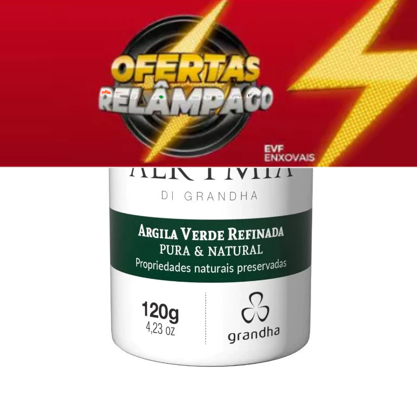 Argila Verde Refinada Alkymia DI Grandha 120g Argiloterapia Argila Verde para Pele Oleosa e Acneica